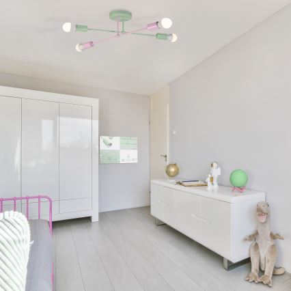 Opbouwkroonluchter CAMBRIDGE 4xE27/15W/230V groen/roze