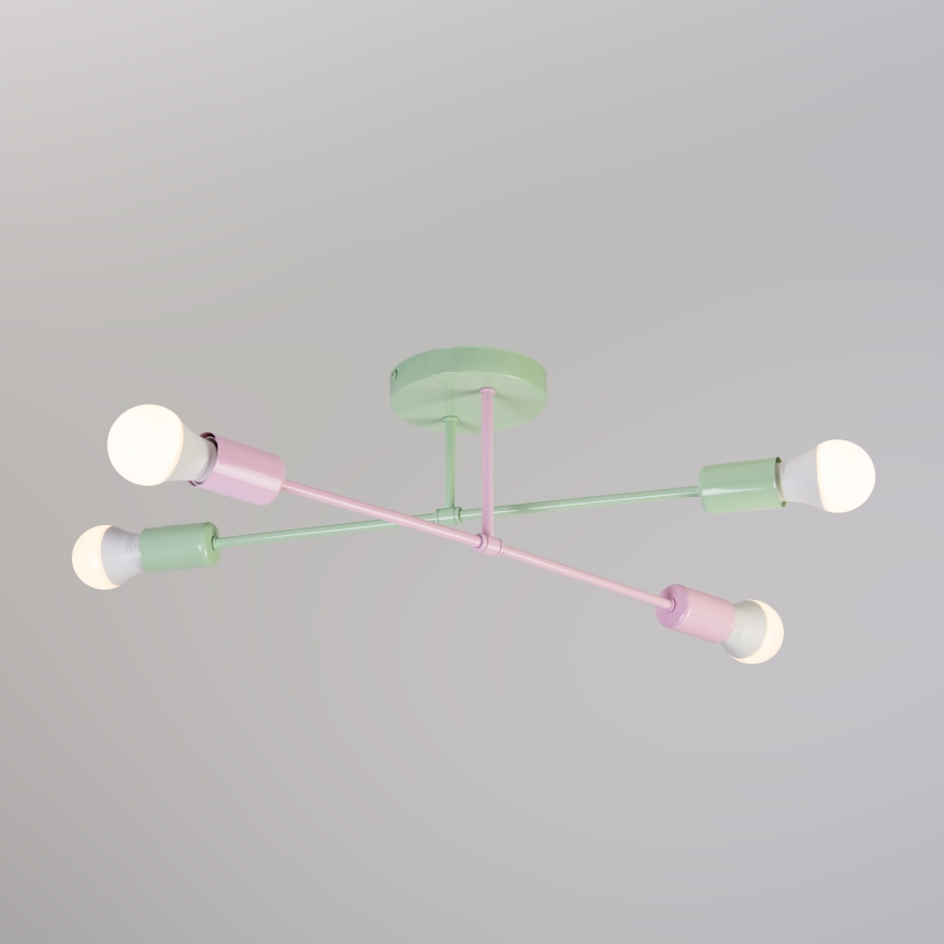 Opbouwkroonluchter CAMBRIDGE 4xE27/15W/230V groen/roze
