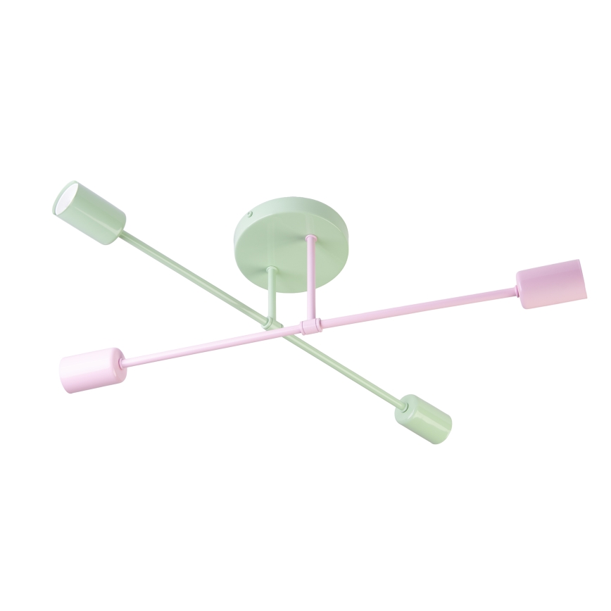 Opbouwkroonluchter CAMBRIDGE 4xE27/15W/230V groen/roze
