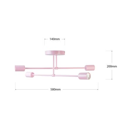 Opbouwkroonluchter CAMBRIDGE 4xE27/15W/230V roze