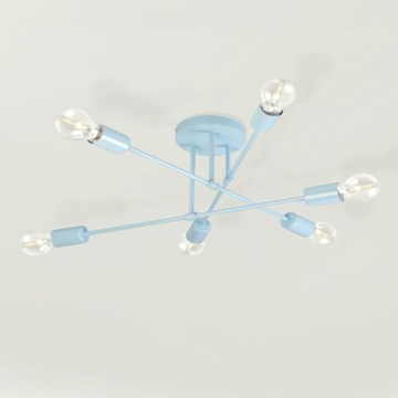 Opbouwkroonluchter CAMBRIDGE 6xE27/15W/230V blauw