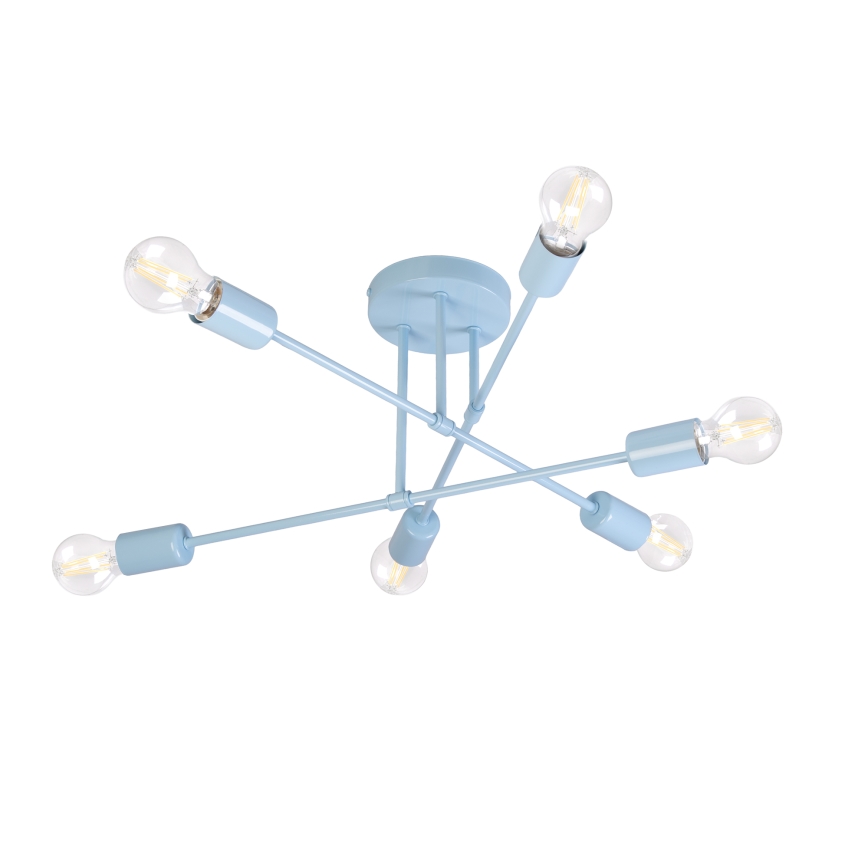 Opbouwkroonluchter CAMBRIDGE 6xE27/15W/230V blauw