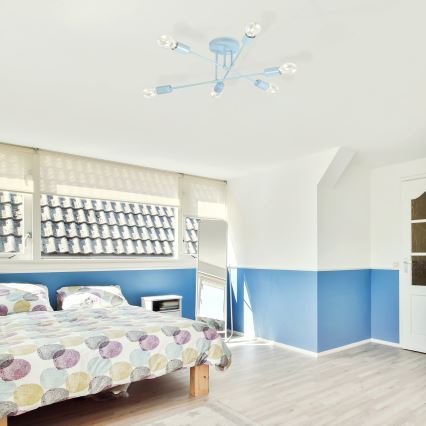 Opbouwkroonluchter CAMBRIDGE 6xE27/15W/230V blauw