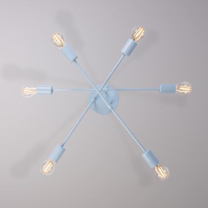 Opbouwkroonluchter CAMBRIDGE 6xE27/15W/230V blauw