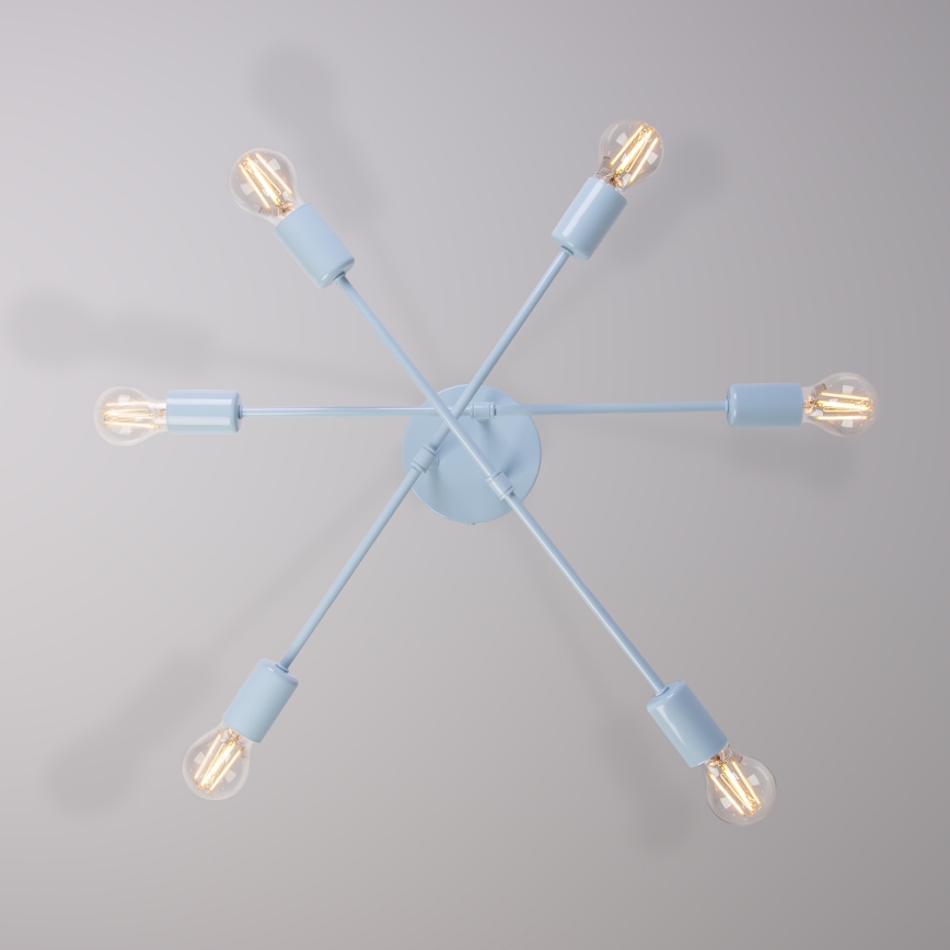 Opbouwkroonluchter CAMBRIDGE 6xE27/15W/230V blauw