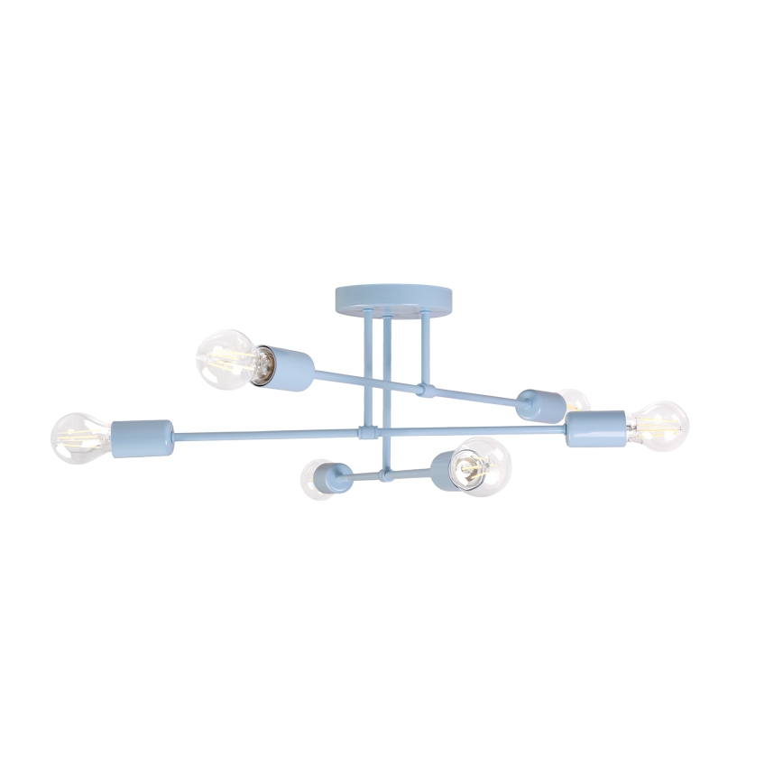 Opbouwkroonluchter CAMBRIDGE 6xE27/15W/230V blauw