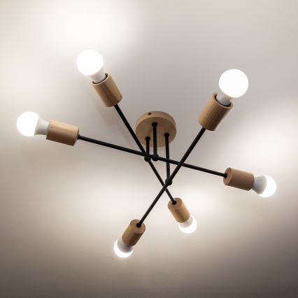 Opbouwkroonluchter CAMBRIDGE 6xE27/15W/230V, grenen