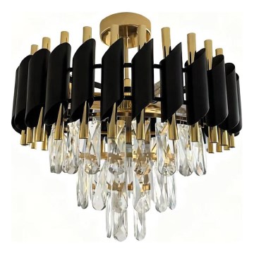 Opbouwkroonluchter CRISTAL 5xE14/10W/230V zwart/goud