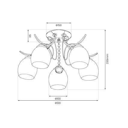 Opbouwkroonluchter ELLA 5xE27/15W/230V hoogglans chroom