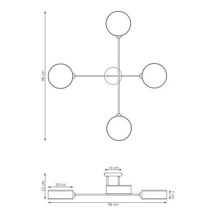 Opbouwkroonluchter MAGA 4xE14/10W/230V beige