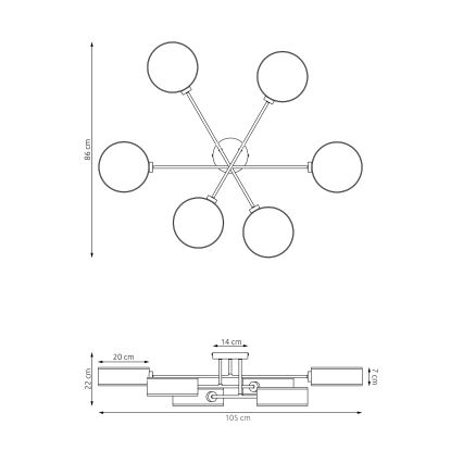 Opbouwkroonluchter MAGA 6xE14/10W/230V grijs