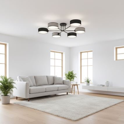 Opbouwkroonluchter MAGA 6xE14/10W/230V zwart/grijs