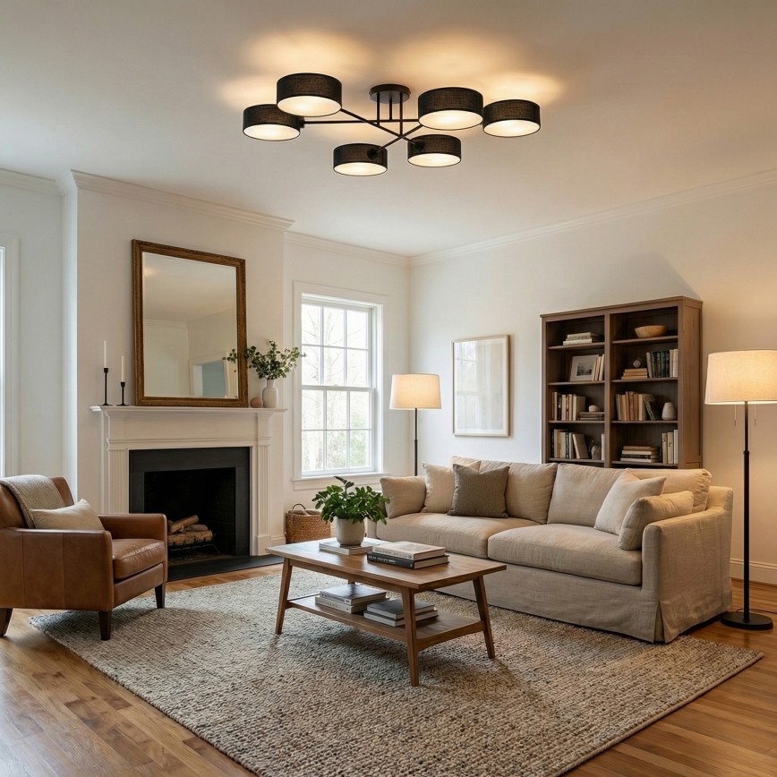 Opbouwkroonluchter MAGA 6xE14/10W/230V zwart