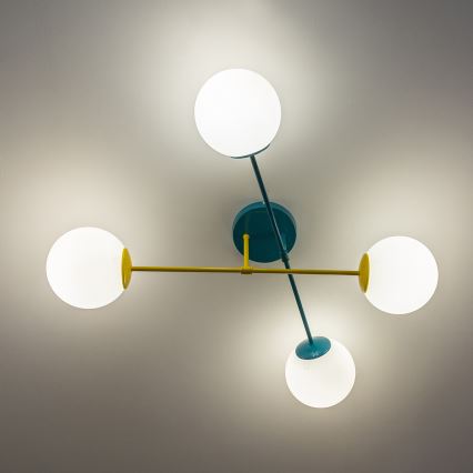 Opbouwkroonluchter MOON 4xE27/15W/230V turkoois/geel