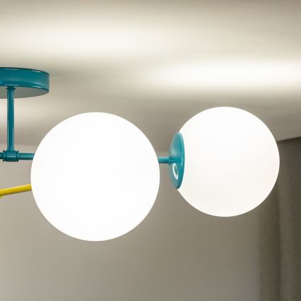 Opbouwkroonluchter MOON 4xE27/15W/230V turkoois/geel