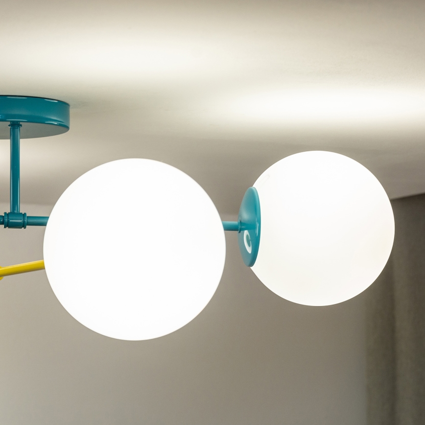 Opbouwkroonluchter MOON 4xE27/15W/230V turkoois/geel