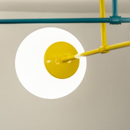 Opbouwkroonluchter MOON 4xE27/15W/230V turkoois/geel