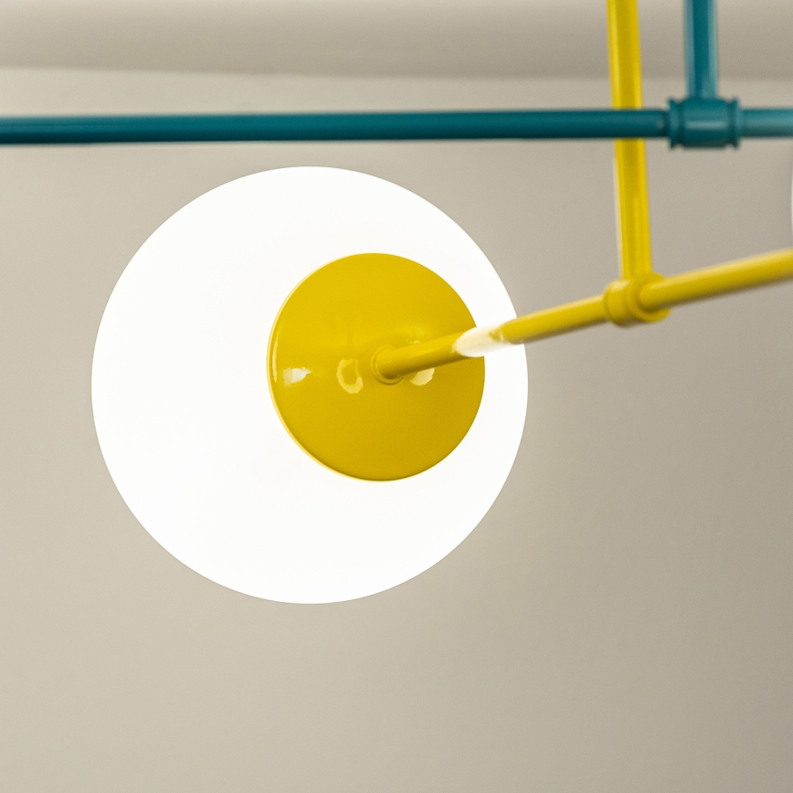 Opbouwkroonluchter MOON 4xE27/15W/230V turkoois/geel