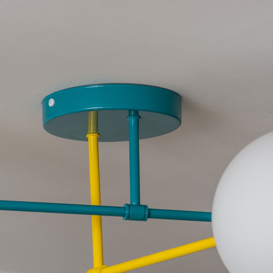 Opbouwkroonluchter MOON 4xE27/15W/230V turkoois/geel