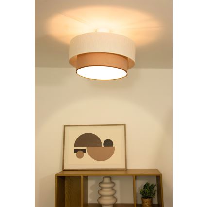 Opbouwkroonluchter NATIA 1xE27/60W/230V wit/bruin