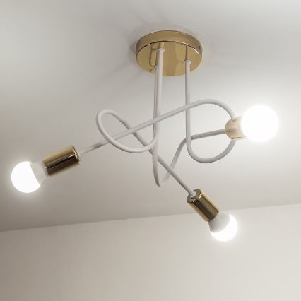 Opbouwkroonluchter OXFORD 3x E27/15W/230V goud/wit