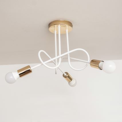 Opbouwkroonluchter OXFORD 3x E27/15W/230V goud/wit