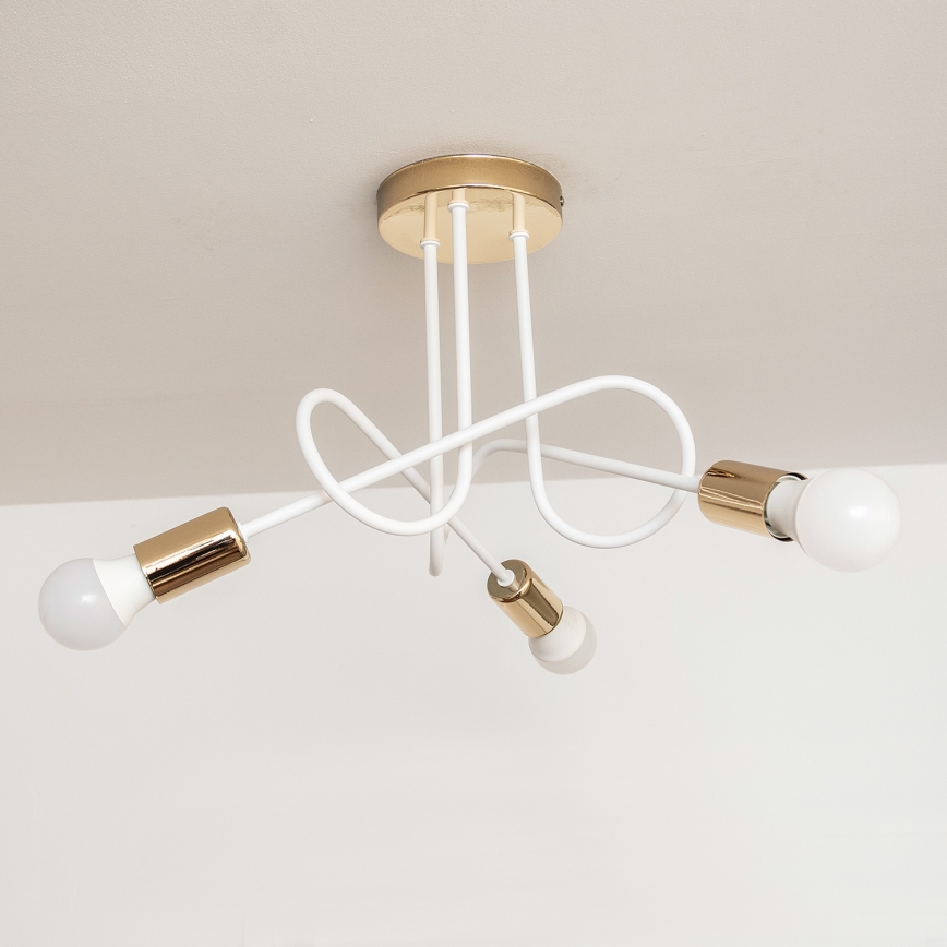 Opbouwkroonluchter OXFORD 3x E27/15W/230V goud/wit