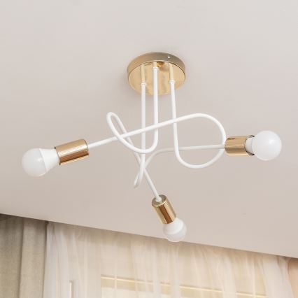 Opbouwkroonluchter OXFORD 3x E27/15W/230V goud/wit