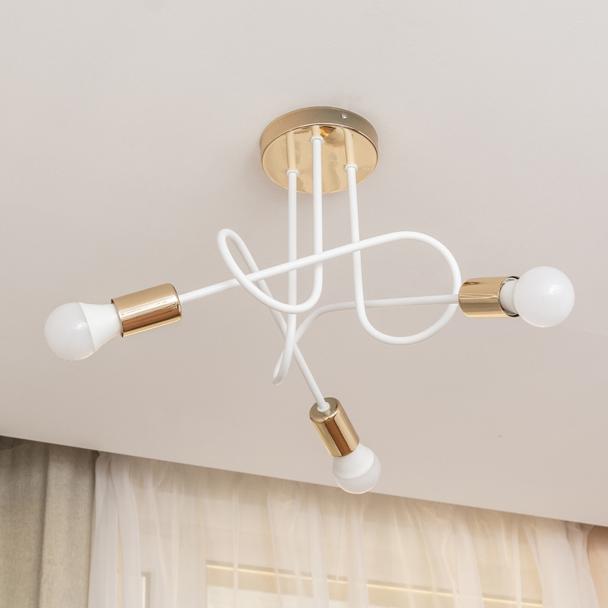 Opbouwkroonluchter OXFORD 3x E27/15W/230V goud/wit
