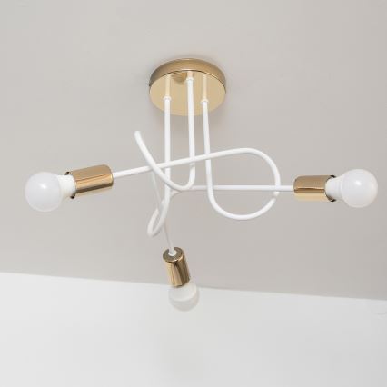 Opbouwkroonluchter OXFORD 3x E27/15W/230V goud/wit