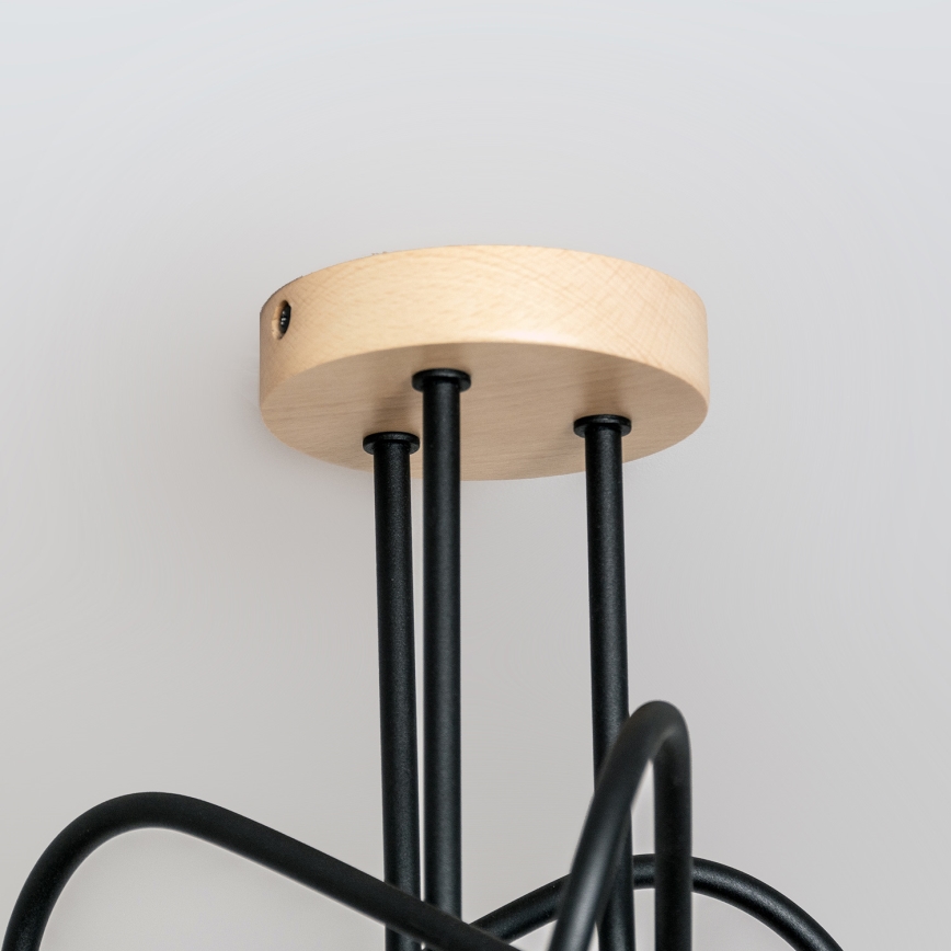 Opbouwkroonluchter OXFORD 3xE27/15W/230V dennenhout/zwart