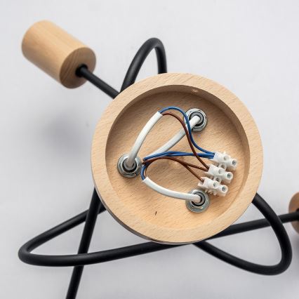 Opbouwkroonluchter OXFORD 3xE27/15W/230V dennenhout/zwart