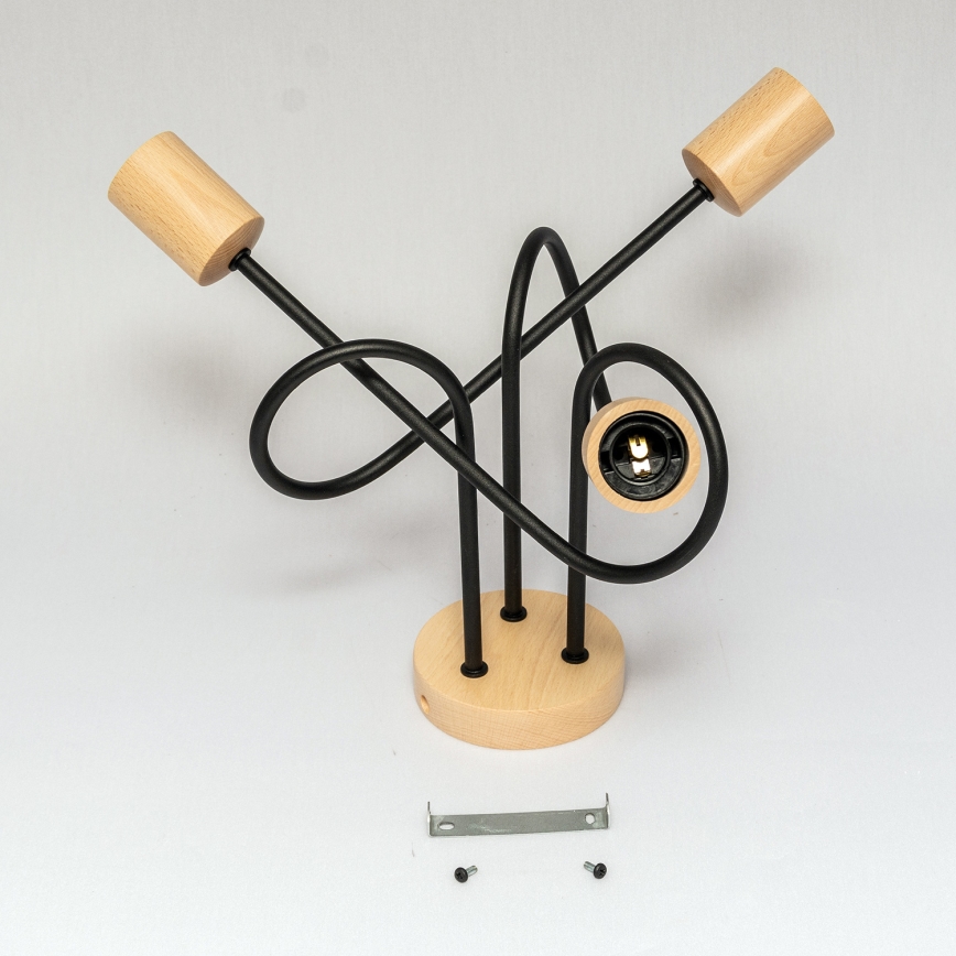 Opbouwkroonluchter OXFORD 3xE27/15W/230V dennenhout/zwart