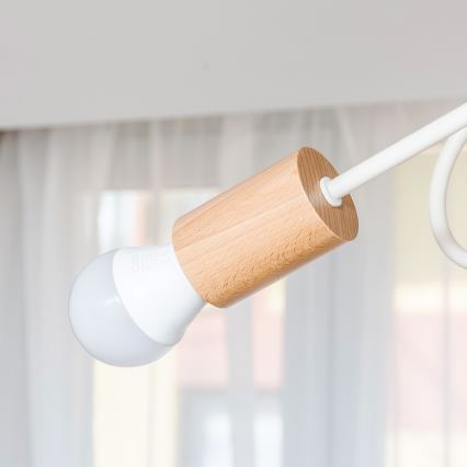 Opbouwkroonluchter OXFORD 3xE27/15W/230V grenen/crème