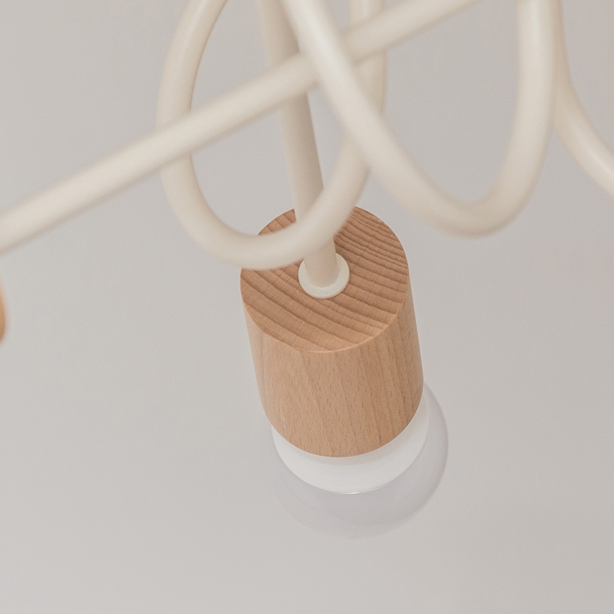 Opbouwkroonluchter OXFORD 3xE27/15W/230V grenen/crème