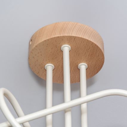 Opbouwkroonluchter OXFORD 3xE27/15W/230V grenen/crème