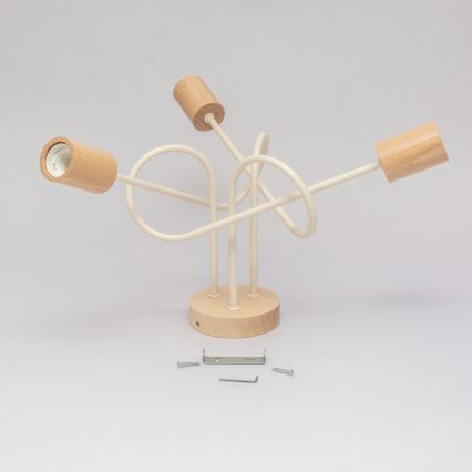 Opbouwkroonluchter OXFORD 3xE27/15W/230V grenen/crème