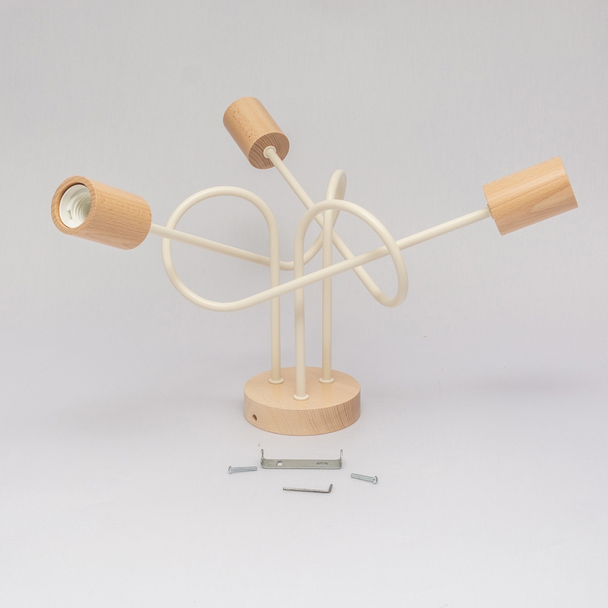 Opbouwkroonluchter OXFORD 3xE27/15W/230V grenen/crème