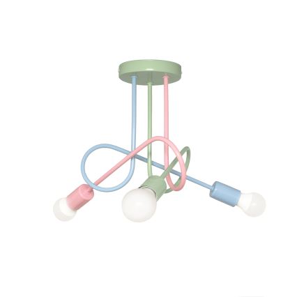 Opbouwkroonluchter OXFORD 3xE27/15W/230V groen/roze/blauw