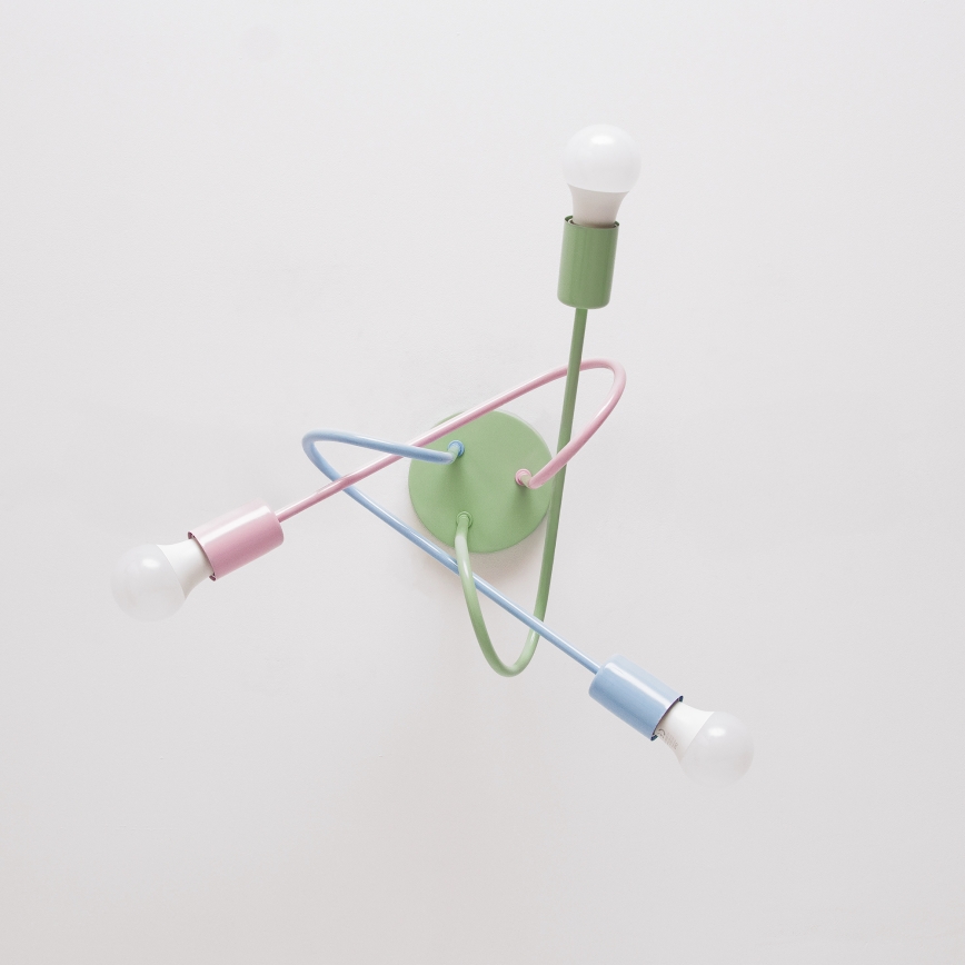 Opbouwkroonluchter OXFORD 3xE27/15W/230V groen/roze/blauw