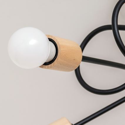Opbouwkroonluchter OXFORD 5xE27/15W/230V dennenhout/zwart