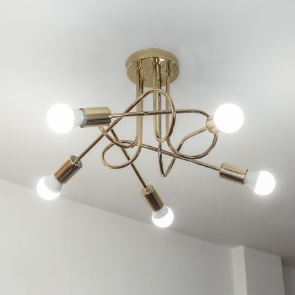 Opbouwkroonluchter OXFORD 5xE27/15W/230V goud