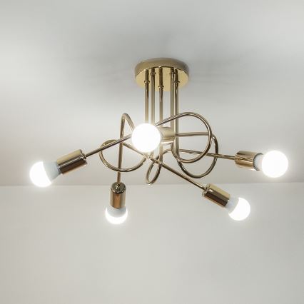 Opbouwkroonluchter OXFORD 5xE27/15W/230V goud