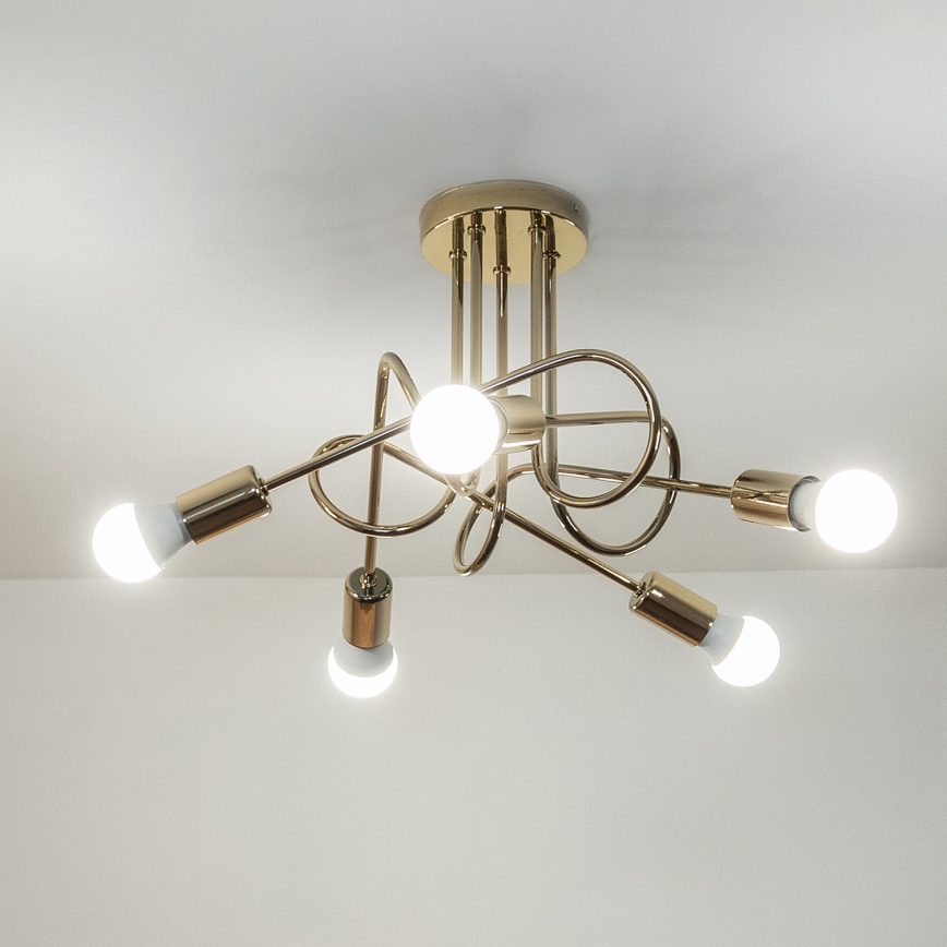 Opbouwkroonluchter OXFORD 5xE27/15W/230V goud