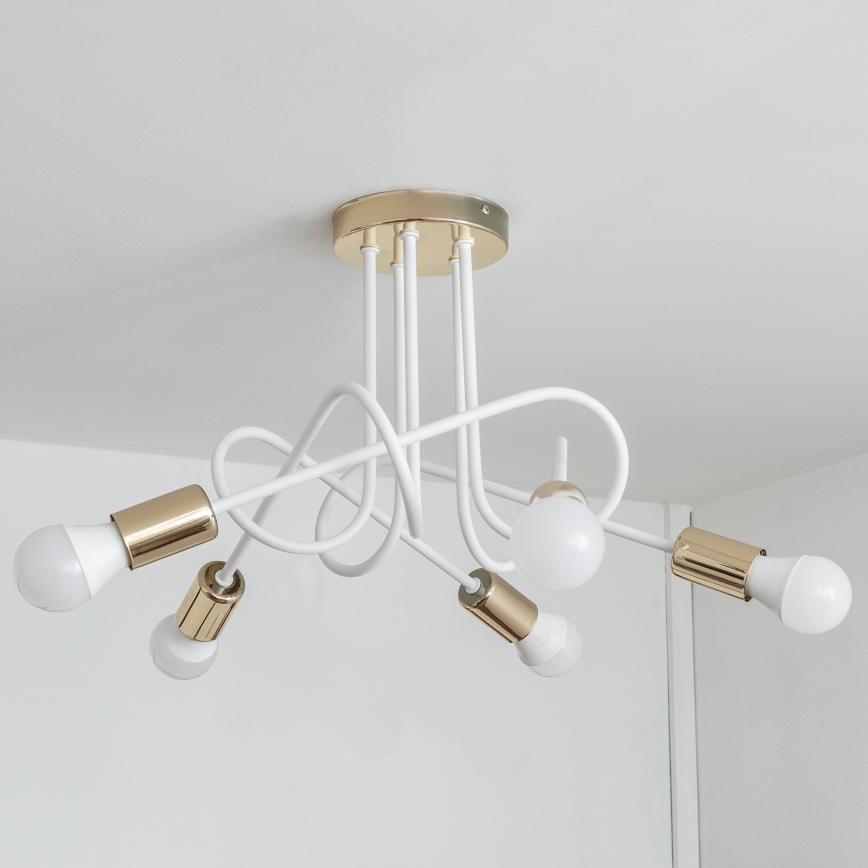 Opbouwkroonluchter OXFORD 5xE27/15W/230V goud/wit