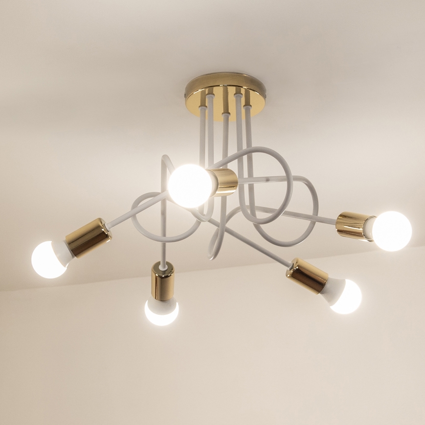 Opbouwkroonluchter OXFORD 5xE27/15W/230V goud/wit