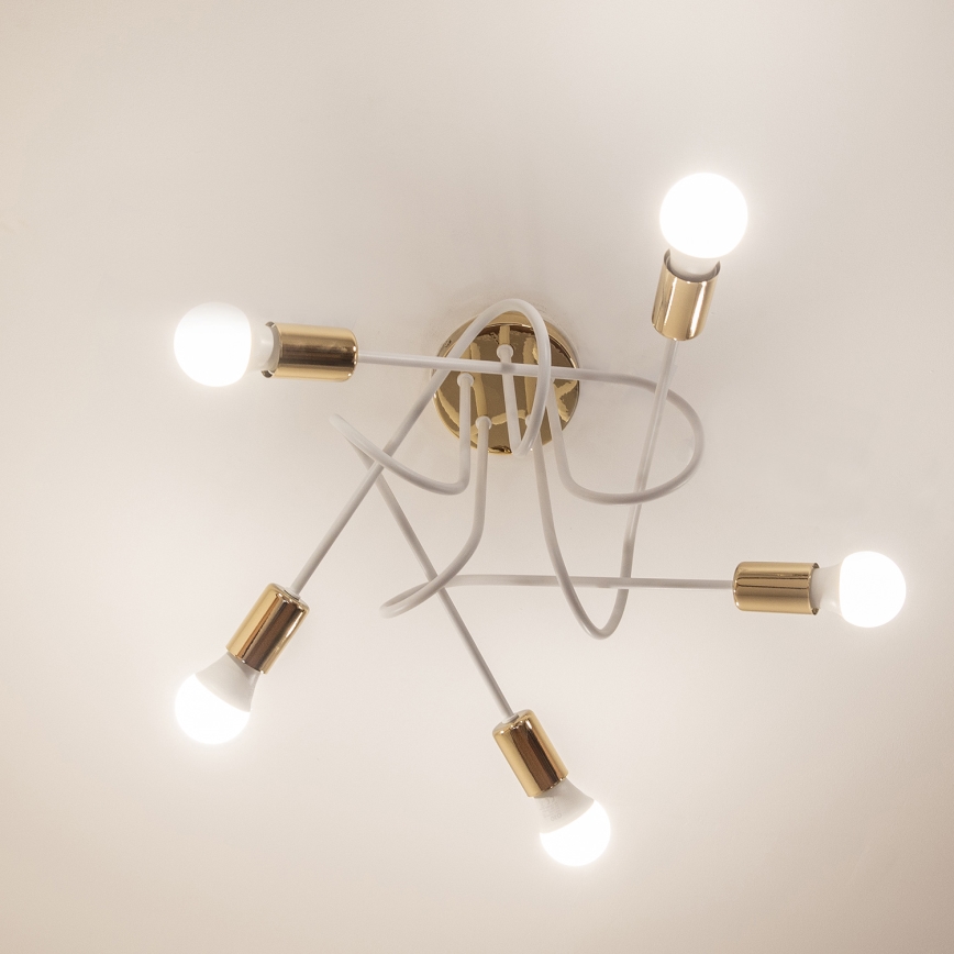 Opbouwkroonluchter OXFORD 5xE27/15W/230V goud/wit
