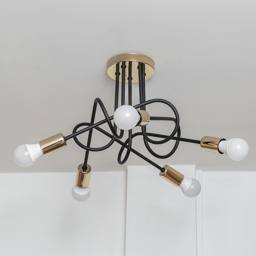 Opbouwkroonluchter OXFORD 5xE27/15W/230V goud/zwart