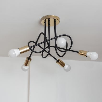 Opbouwkroonluchter OXFORD 5xE27/15W/230V goud/zwart