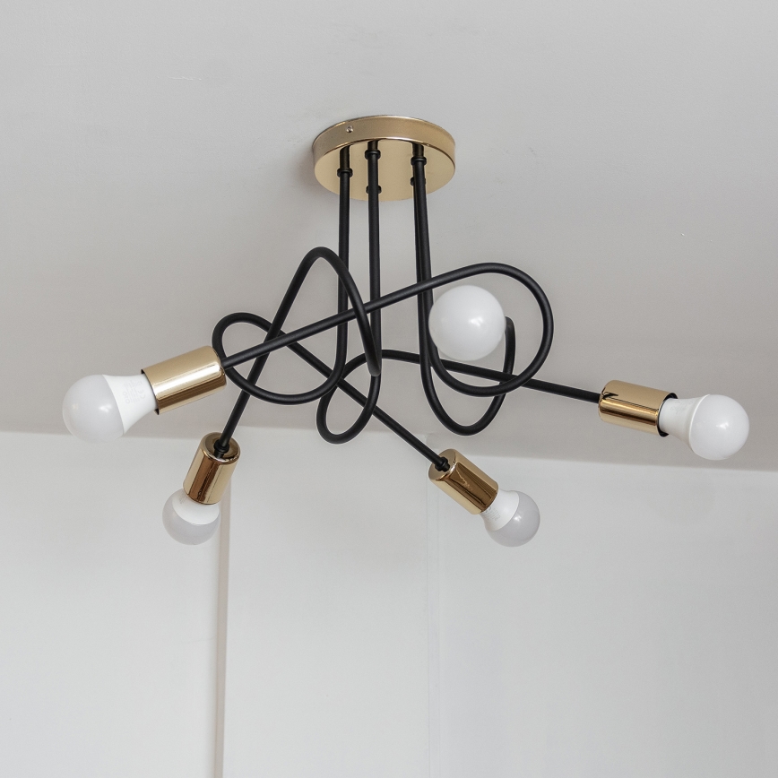 Opbouwkroonluchter OXFORD 5xE27/15W/230V goud/zwart